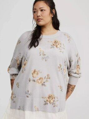 NWT Torrid Floral Crewneck Sweater